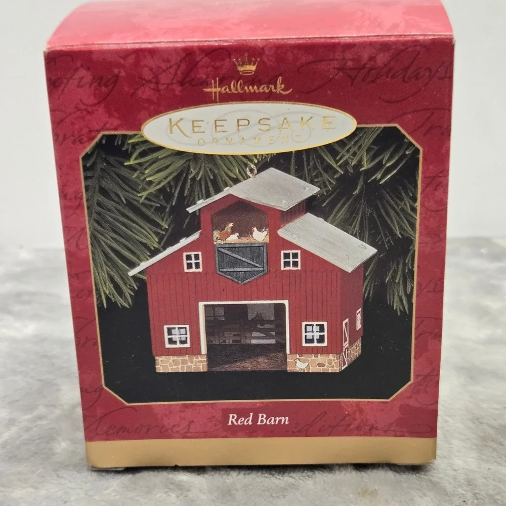 1999 Hallmark Keepsake Ornament Red Barn Town and Country Series Linda Sickman